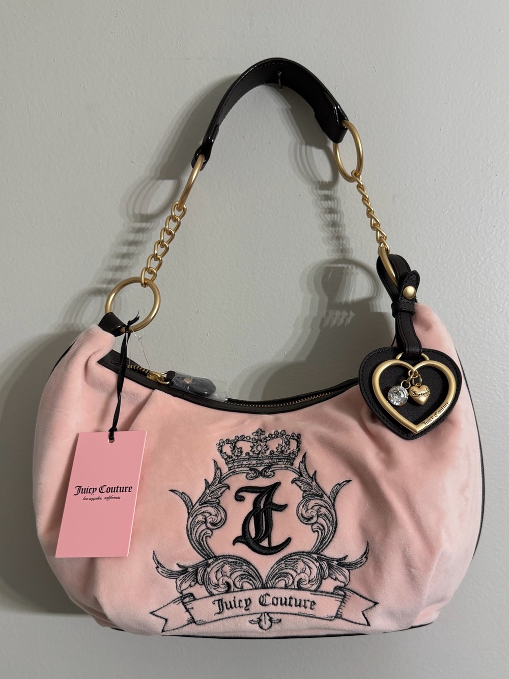 Juicy Couture Velour Classic Scottie Dogs Hobo Shoulder Bag